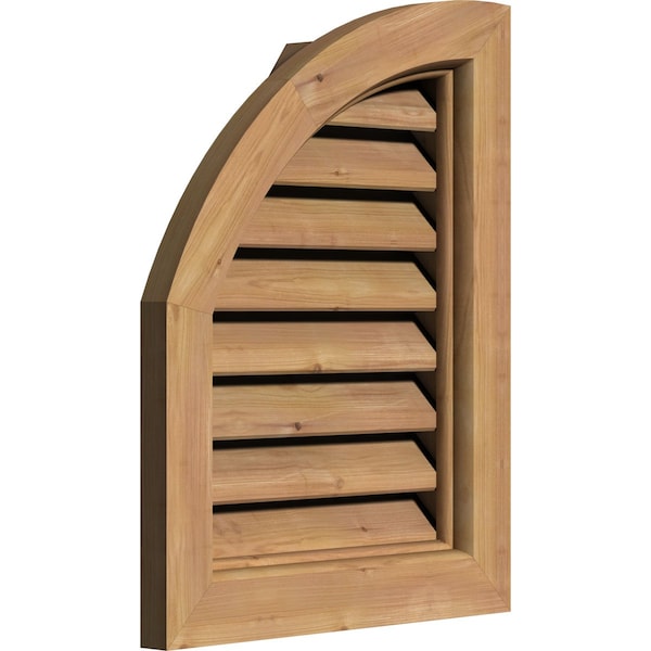 Quarter Round Top Left Functional Western Red Cedar Gable Vent W/Brick Mould Face Frame, 15W X 32H